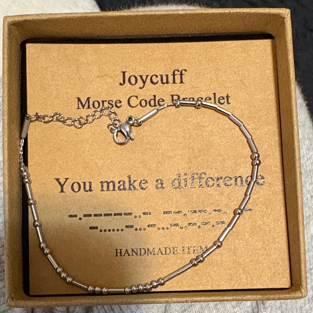 NWOT JoyCuff silver bracelet ‘ you make a difference’ in Morse code